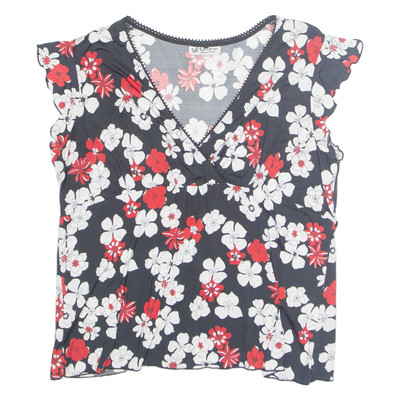 SELF-ESTEEM Damen Bedruckte Bluse Schwarz V-Ausschnitt Floral XL