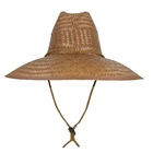 CTM Palm Straw Lifeguard Hat with Wide Brim