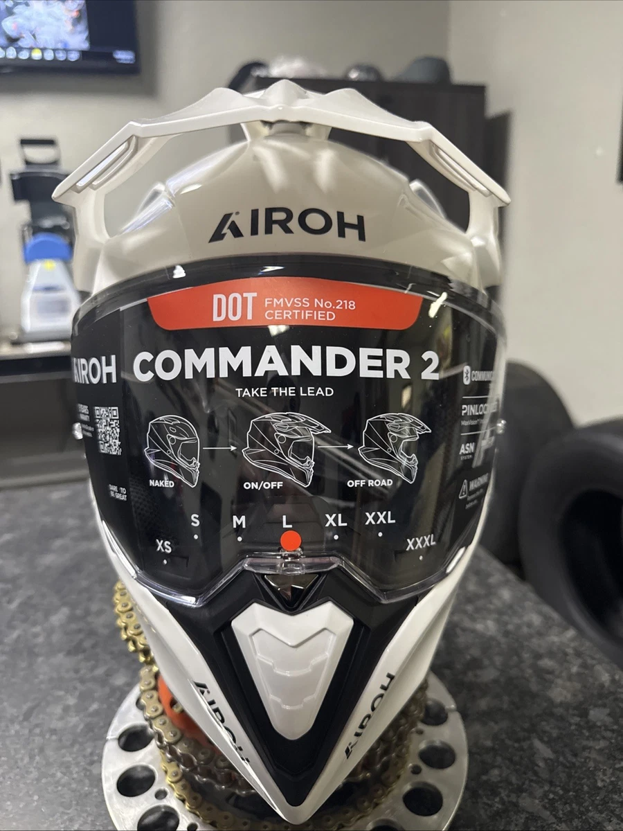 AIROH Casco Commander Factor White Gloss XS, Modulabile HPAC, Visiera E Frontino Inclusi, Omologato ECE 2205, Peso 1430g - 4