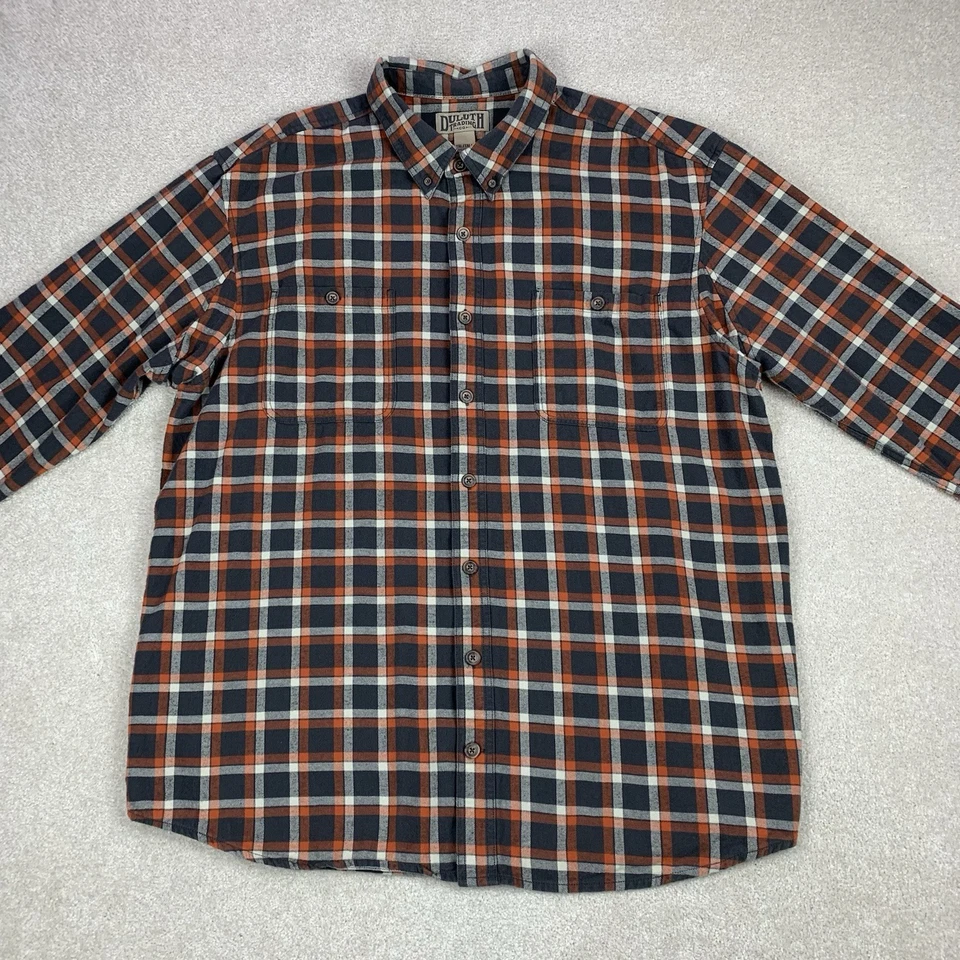 Мужская рубашка Duluth Trading Co 2XL высокая с длинным рукавом клетчатая фланелевая на пуговицах - Изображение 3 из 4