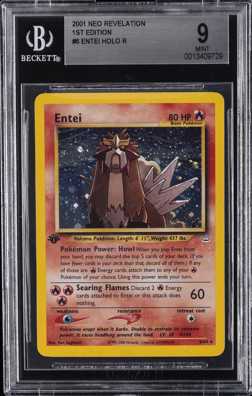 2001 POKEMON NEO REVELATION 1ST ED. HOLO #6 ENTEI BGS 9