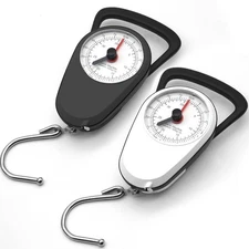 2PC Portable Luggage Weight Scale with Hook- Black & White Fishing Hanging Scale