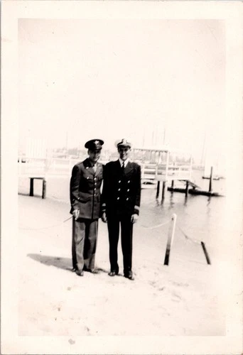 Vintage 1943 WWII Military Photo Al & Don Balboa Beach Navy Army Uniforms