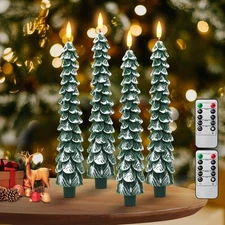 Flameless Candles with Remote – 4 Pack Christmas Tree Candles, Battery Operat...