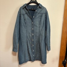 Lee Jeans Official Denim Shirt Dress L Button Down Women s Cotton Long Sleeve