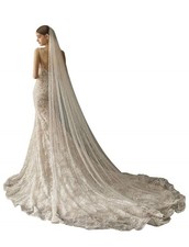 EllieHouse Womens Long Cathedral Length 1 Tier Pearl Wedding Bridal Veil With...