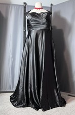 Black Satin Formal Gown Sz 2XL New Corset Pockets Prom Formal Pageant Elegant