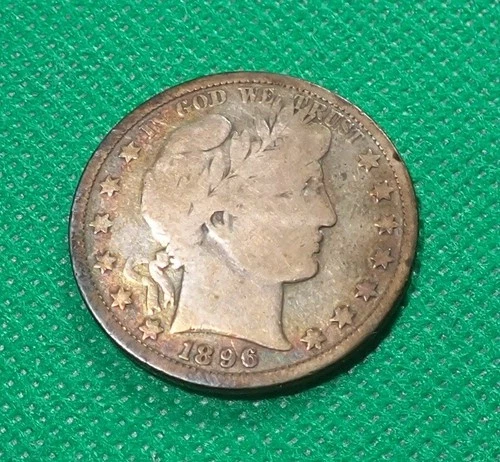 1896 (P) Barber Half Dollar VG - LOW MTG -Toning  on Obv -See Picts # 1185
