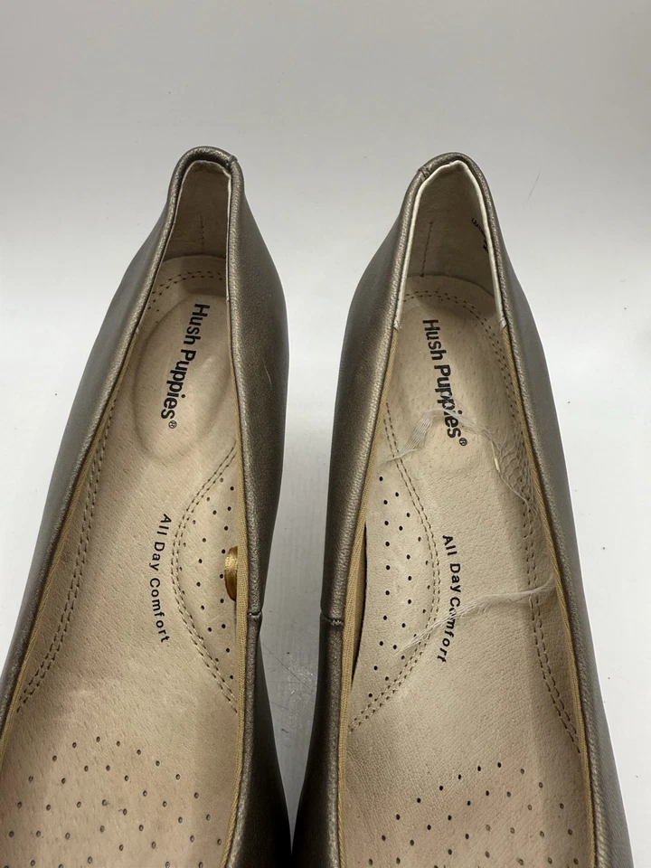 Hush Puppies Talla 8 Suzie Oro Oscuro Peltre Cuero Tacones Cómodos Soporte Arco Foto 3 de 4