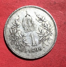 1899 Austria SILVER 1 Corona Choice VF! Old Austrian Coin!