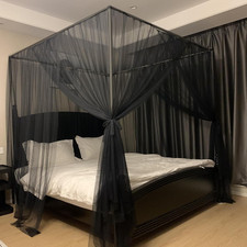 Black Mosquito Net Tent for Bed,One Side Opening Canopy Netting Curtain Net for