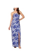 Aidan Mattox by Adrianna Papell Strapless Metallic Floral Jacquard Column Gown