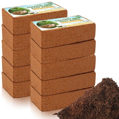 10 Organic Coco Coir Bricks Compressed Coconut Fiber Soil Growing Medium