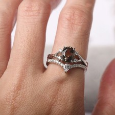 925 Sterling Silver Smoky Quartz Gemstone Solitaire Stack Ring US Duty Free