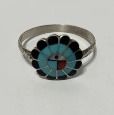Burdian Soseeah Scarf Ring Sterling Silver Turquoise Coral (S411)