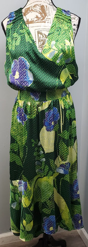 White House Black Market Maxi Dress Womens 6 Multi Floral Smocked Waist V Neck