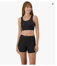 Hanes womens Originals 2-piece Lounge Set Crop Top  Boxer Medium Black Loungewe