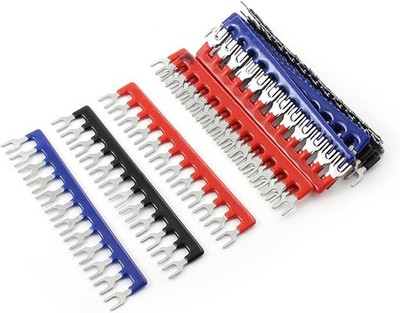 15-Piece 100V 15A Fork Type Terminal Strips Jumper Block, 12 Positions