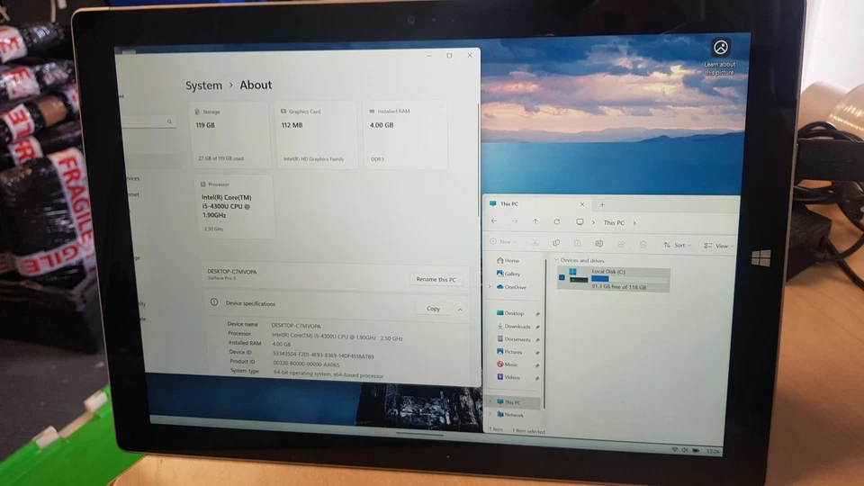 Microsoft 1631 Surface Pro 3 12" Laptop Intel Core i5-4300U 4GB 128GB SSD - Image 4 of 4