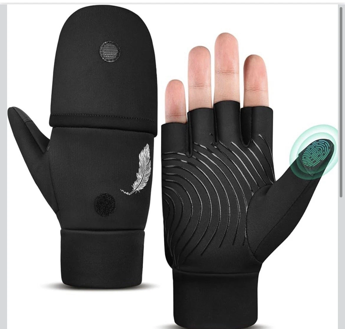 Half Finger Flip Men's Outdoor Winter Glove Wind Proof Non Slip Touch Screen S