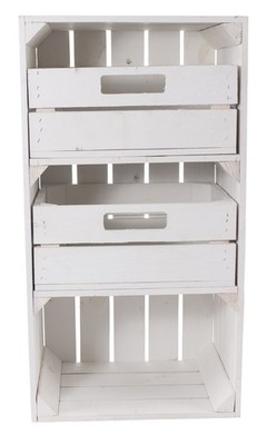 Regalkiste Willi in weiß mit zwei Schubladen 68x40x31 Regalkiste Weinkisten