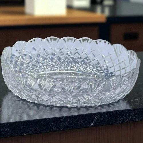 Waterford Ireland Cut Glass Crystal Oval Master Cutter Centerpiece Bowl Clear 10