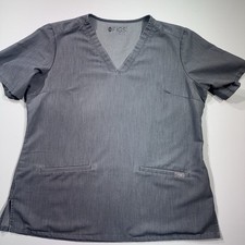 FIGS Casma Three-Pocket V-Neck Scrub Top, Gray Graphite, Size XL, GUC