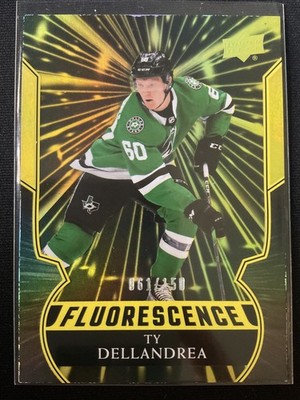 Ty Dellandrea 2020-21 Upper Deck Fluorescence Gold RC Card #061/150