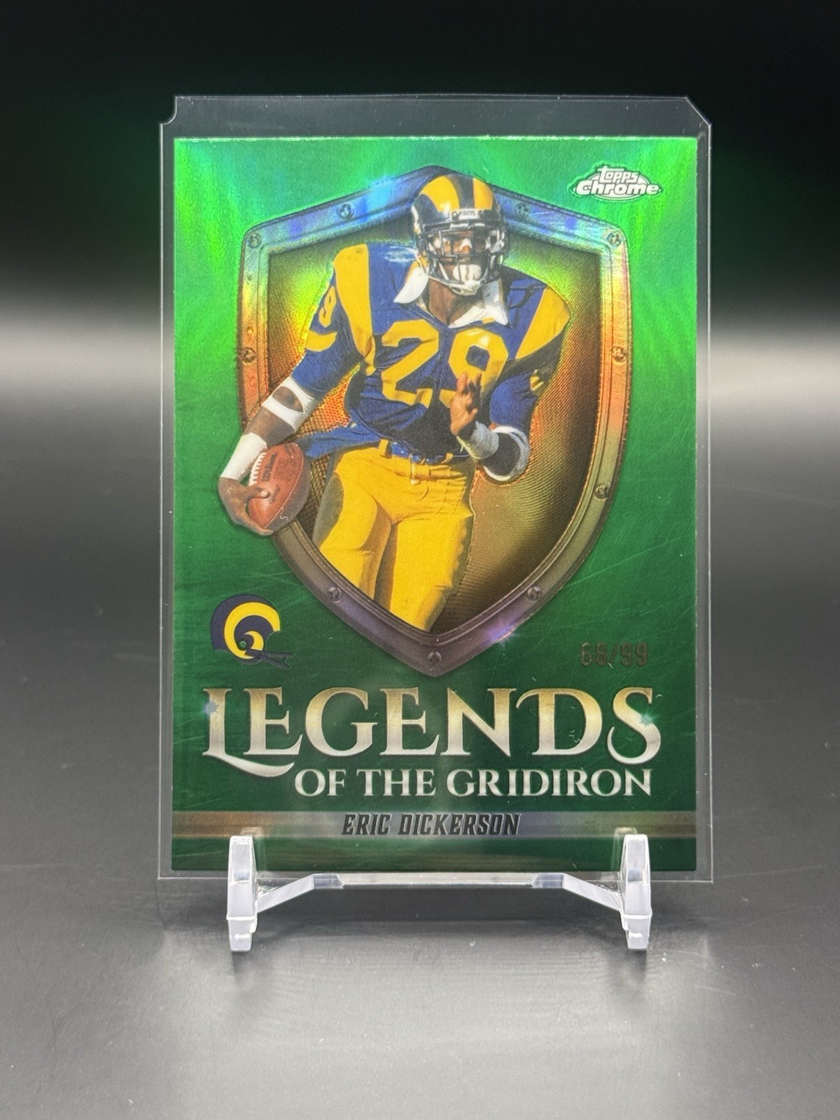 2025 Topps Chrome Eric Dickerson Legends of Gridiron #LOG-13 Green Refractor /99