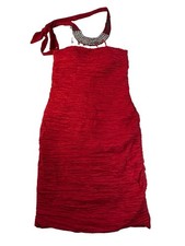 Andalucia Costura Ragazza Red Cocktail Dress Rhinestone Neck Strapless S