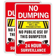 No Dumping Signs-2 Pack, 14x10Inch Aluminum Public Use 14x10, 2 Pack-Red