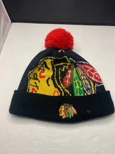 NHL Chicago Blackhawks New Era “Fly Your Own Flag” Fold Brim Skully Hat w/Pom