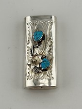 Vtg Navajo 925 Sterling Silver Turquoise Stam...