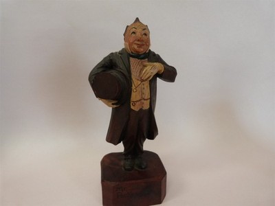 ~VINTAGE Very Early ANRI Carved Wood Figure Charles Dickens MR. PECKSNIFF 8''