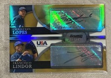 2010 Bowman Sterling - Dual Auto Francisco Lindor Christian Lopes Gold  /50