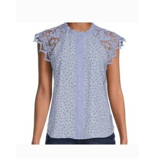 Juniors Floral Crochet Lace Blouse Short Raglan Sleeve Crew Neck Pullover