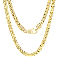 10K Yellow Gold Solid Franco 4mm Diamond Cut Spiga Wheat Chain Mens Necklace 26"