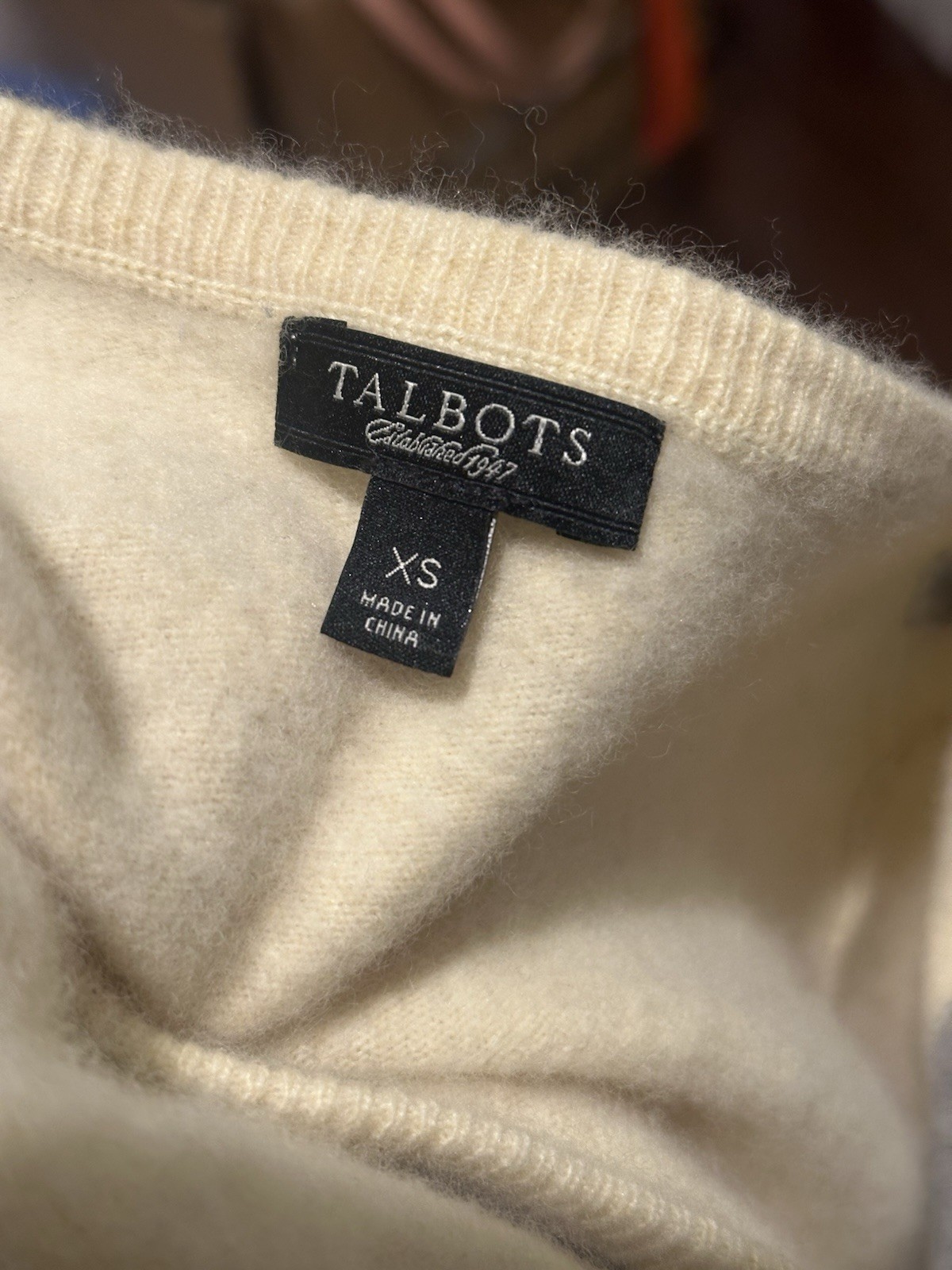 Talbots XS Lambswool Angora Cardigan Argyle Soft Yellow Preppy Button Front