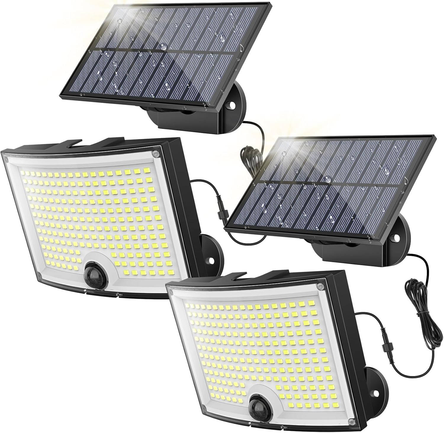 Kit Luce Solare 202 LED da Esterno - Faro Antifurto con Sensore PIR