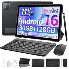 Android 16 Tablet 11 inch 30GB RAM 128GB ROM 7800mAh, WiFi 6, BT5.4, Dual Camera