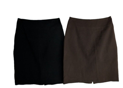 2 Cache Contour Collection Skirts size 0 Brown & Black Career Rayon blend NEW