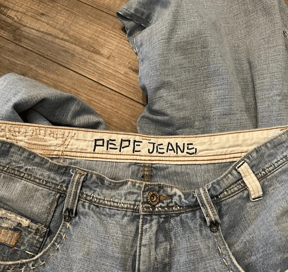 Винтажные мужские джинсы Pepe размер 38x33 Y2K 90-е свободные мешковатые широкие штанины хип-хоп фигурист - Изображение 4 из 4