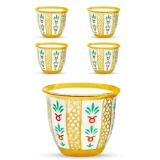 Premium Porcelain Arabic/Turkish/Greek Coffee Cup Set 100ml  - Gold/Silver