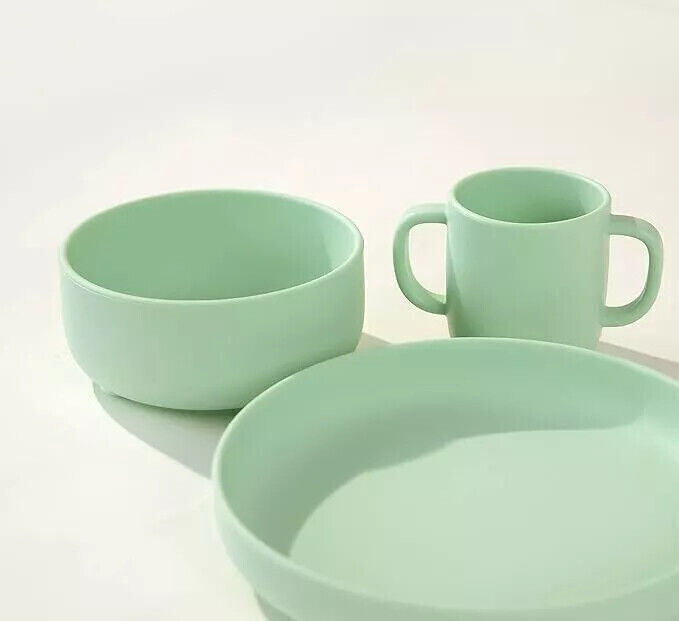 3PACK BABY FEEDING SET-SILICONE SUCTION BOWL PLATE CUP SELF FEEDING TRAINING SET