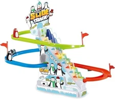 Penguin Orbit Roller Coaster Race Track Playset w/ LED Lights & Music On/Off Opt