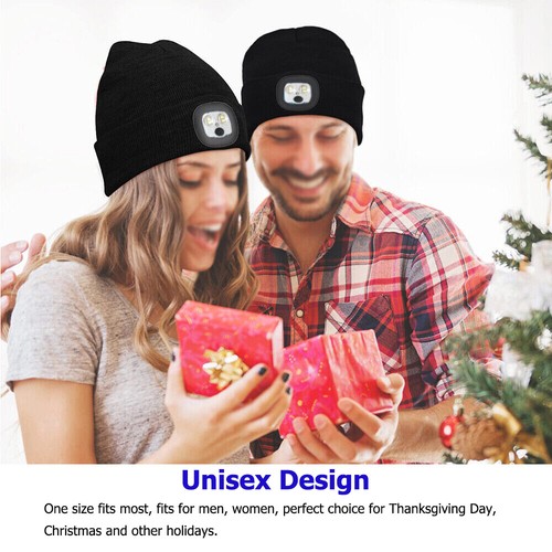 Unisex LED Beanie Hat USB & USB-C Rechargeable Warm Winter Headlamp Knitted Cap - Picture 18 of 22