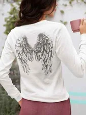 Angel Wings Angelic Being Indie Womens Ultra Cotton Long Sleeve Tee T-Shirt