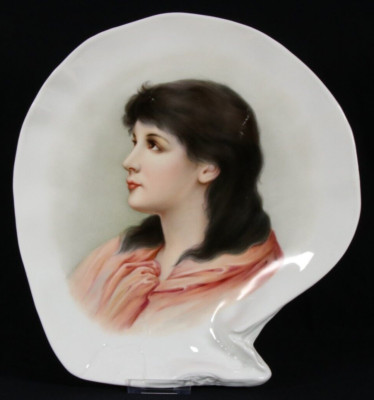 Jugendstil Porzellan Malerei Brünette Schönheit um 1900 art porcelain painting