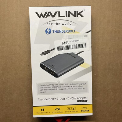 Wavlink Thunderbolt 3 Dual 4K HDMI Adapter WL-UTA02H Dual Display Adapter