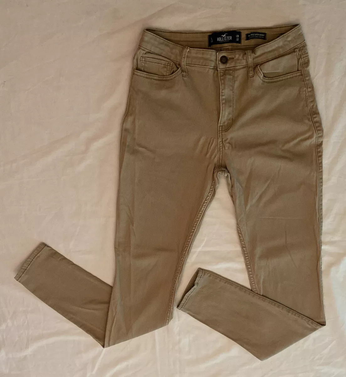 Hollister High Rise Super Skinny Khaki Jeans Size 7L W28 L32 EUC